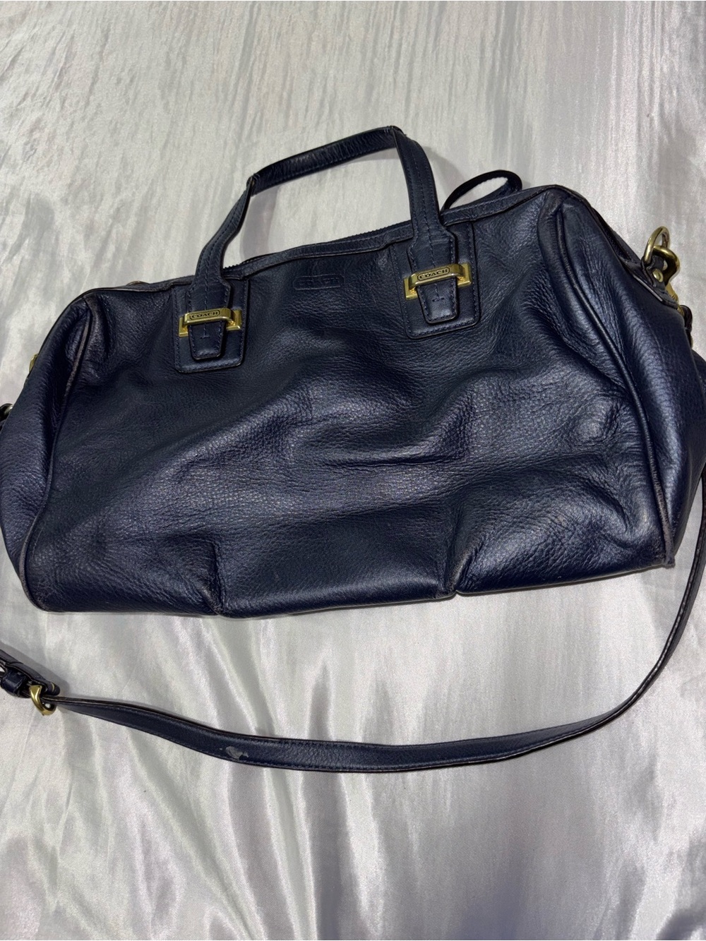 Coach Navy and Gold Leather Tote